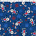 royal flannelette print with ski rabbits and snow flakes