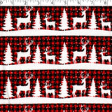 white reindeer stripe with red and black buffalo check background flannelette print