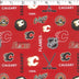 medium weight brushed NHL cotton in allover Calgary Flames print in red