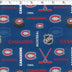 medium weight brushed NHL cotton in allover Montreal Canadiens print in blue