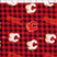 medium weight brushed NHL cotton in the print of Calgary flamers on a red and black buffalo check background