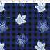medium weight brushed NHL cotton in the print of Toronto Maple Leafs on a blue and black buffalo check background