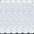light to medium weight white polyester cotton embroidered eyelet with scalloped finish