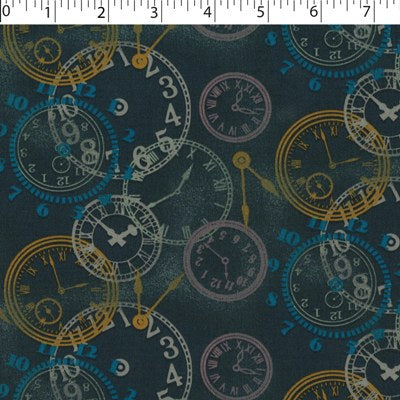 0648032 Poplin Prints - Vintage Clocks