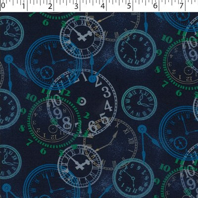 0648032 Poplin Prints - Vintage Clocks