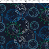 0648032 Poplin Prints - Vintage Clocks