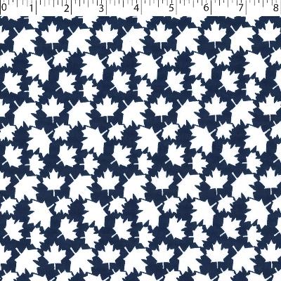 medium weight cotton on royal background with all over white small leaf print
