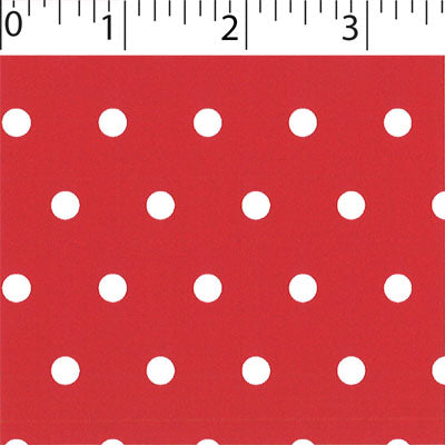 red ground cotton fabric with white big dot prints