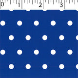 royal ground cotton fabric with white big dot prints
