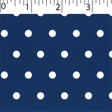 navy ground cotton fabric with white big dot prints