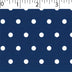 navy ground cotton fabric with white big dot prints