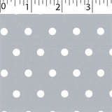 silver ground cotton fabric with white big dot prints