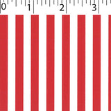 red ground cotton fabric with white big stripe prints