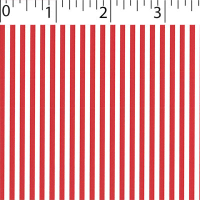 red ground cotton fabric with white little stripe prints