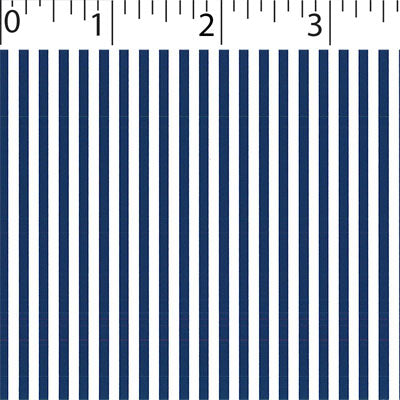navy ground cotton fabric with white little stripe prints