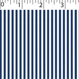 navy ground cotton fabric with white little stripe prints