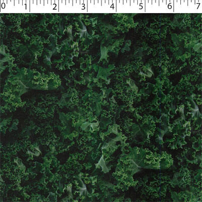 cotton fabric with green kale prints