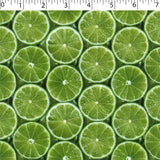 cotton fabric with green lime prints