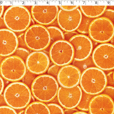 cotton fabric with orange prints