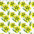 white cotton with daffodil print