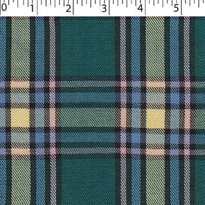 Alberta plaid in medium weight polyester Viscose Yarn Dye Twill weave. 