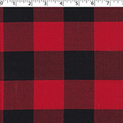 red and black buffalo check in medium weight polyester Viscose Yarn Dye Twill weave
