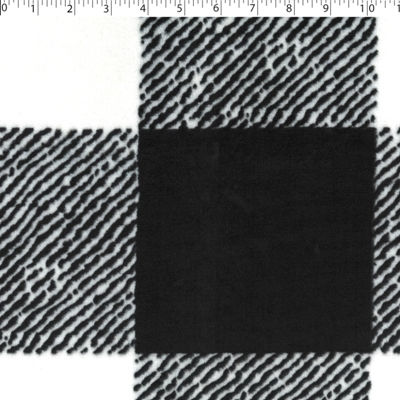 large black and white buffalo check on velour face chenille knit fabric