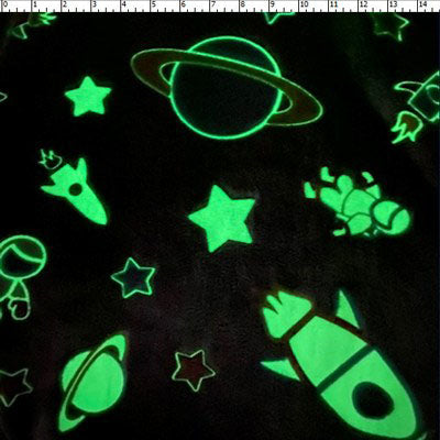GLOW IN THE DARK CHENILLE PRINTS - SPACE SHIP