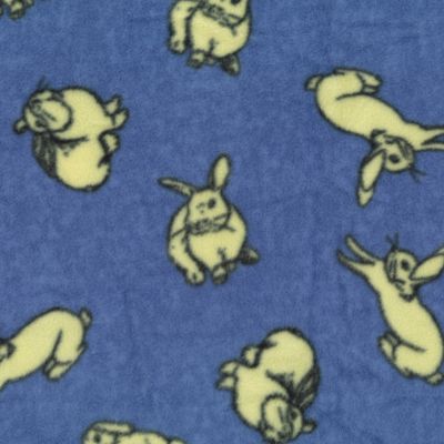 periwinkle and yellow medium polyester fleece  with rabbits 
