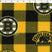 NHL medium weight polyester fleece in a buffalo check print of  pittsburgh penguins in black and yellow 