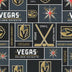 NHL medium weight polyester fleece in a block print of vegas golden knights black and dk grey