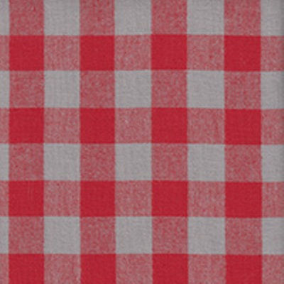 medium weight cotton yarn dye brushed plaids in the design of buffalo check red and grey