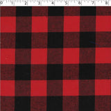 light to medium weight brushed finished cotton polyester 3 by 3 cm buffalo check red and black