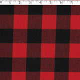 light to medium weight brushed finished cotton polyester 3.5 by 3.5 cm buffalo check red and black