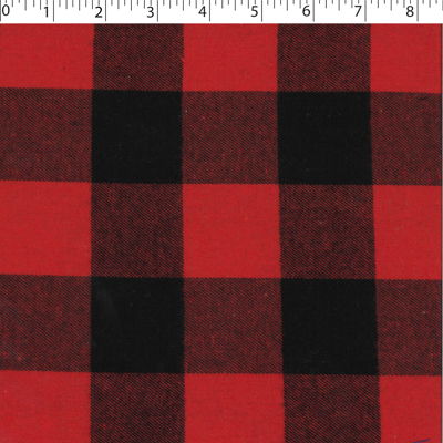 light to medium weight brushed finished cotton polyester 4.5 by 4.5 cm buffalo check red and black