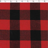 light to medium weight brushed finished cotton polyester 4.5 by 4.5 cm buffalo check red and black