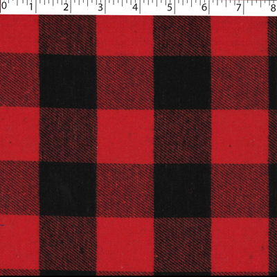 light to medium weight brushed finished cotton polyester 4 by 4 cm buffalo check red and black