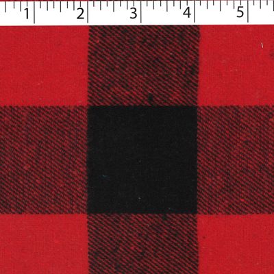 light to medium weight brushed finished cotton polyester 5 by 5 cm buffalo check red and black