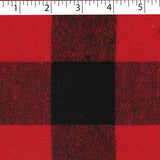 light to medium weight brushed finished cotton polyester 5 by 5 cm buffalo check red and black