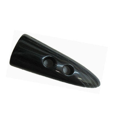 black 50mm twp hole fashion button -in the shape of a horn 