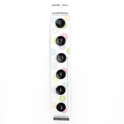6 x 12mm black 2 hole button
