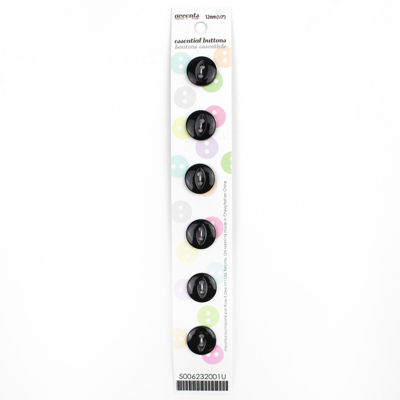 6 x 12mm black 2 hole button