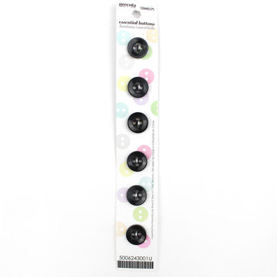 6 x 12mm black 2 hole button