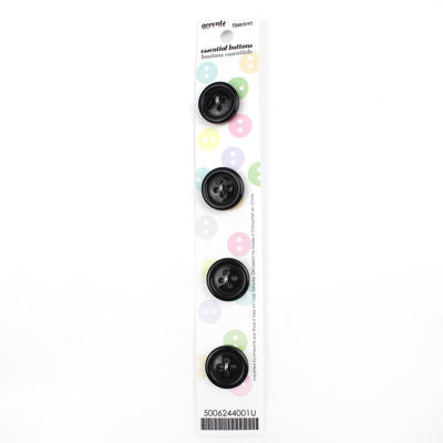 4 x 15mm black 2 hole button