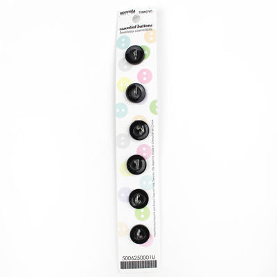 6 x 11mm black 2 hole button