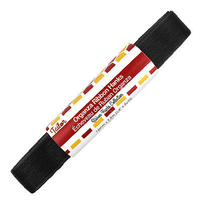 black 16mm wide organza ribbon hank