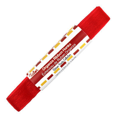 red 16mm wide organza ribbon hank