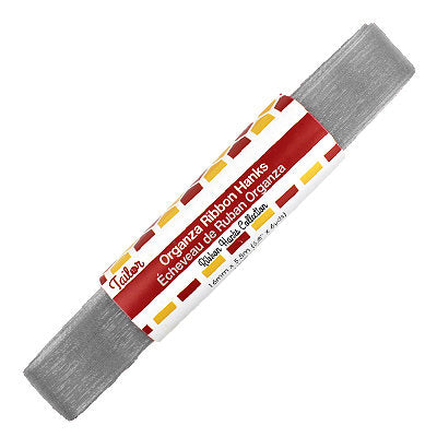 silver 16mm wide organza ribbon hank
