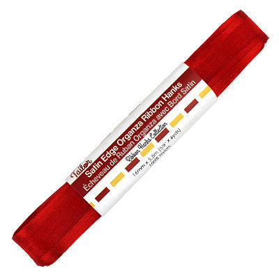 red 16mm wide satin edge organza ribbon hank