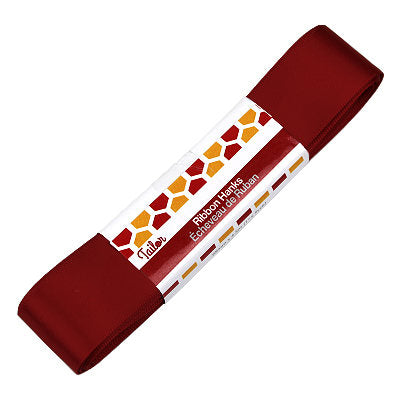 burgundy 25mm wide satin ribbon hank